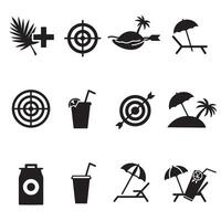 Target aim sign icons with summer vibes in flat silhouette format vector