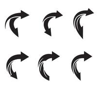 Graphic pack of curved arrows pointing fingers and navigation signs in silhouette vector