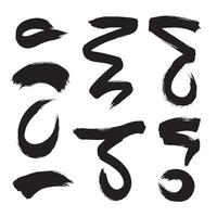 Collection of pointing gesture curves and brush strokes in bold silhouette layout vector