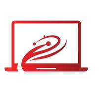 Tech swirl business laptop logo symbol icon for fast internet service provider or software platform vector
