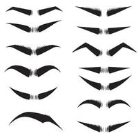 Fashion eyebrow icon collection with various bold brow styles in silhouette vector