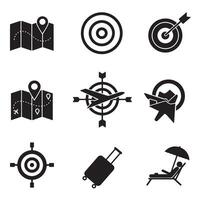 Minimal summer elements and target marks in clean silhouette style vector