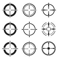 Aim and shoot target icon silhouettes perfect for military and FPS game graphics vector