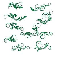 Swirl leaves ornament bundle ideal for invitations packaging and ornamental artwork vector