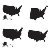 United States full map with individual state outlines in bold silhouette collection vector