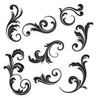 Ornamental swirl leaves set perfect for flourishes dividers and decorative graphics vector