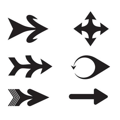 Modern arrow icon silhouette set perfect for button graphics and navigation tools