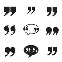 Stylized quotation mark black symbol pack for layout graphics writing and publishing vector