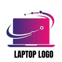 Angular swirl business laptop logo symbol icon ideal for startup team logo or tech business card vector