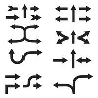 Compact directional icon set silhouette with symbols used for modern interface flow vector