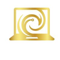 Simple swirl business laptop logo symbol icon for efficient computing platform and brand logo vector
