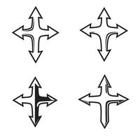 Standard directional arrow icon set in silhouette for mobile menus and pages vector