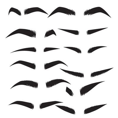 Assorted eyebrow and eyelash silhouettes perfect for beauty branding design