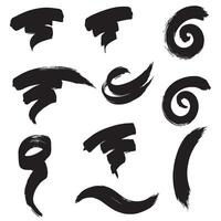 Curve brush strokes and pointing marks in a modern silhouette bundle for creatives vector