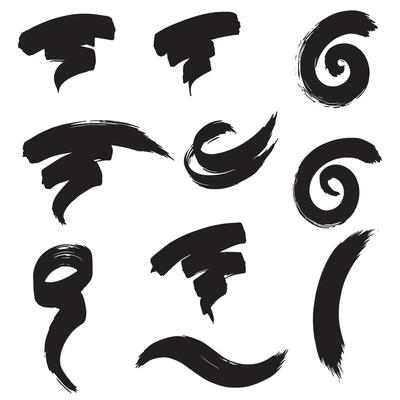 Curve brush strokes and pointing marks in a modern silhouette bundle for creatives