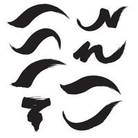 Unique curve stroke shapes and pointing brush icons in a modern silhouette set vector