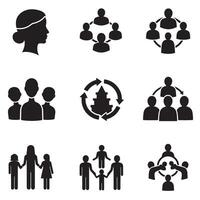 Community circle icons in silhouette for social care and nonprofit use vector