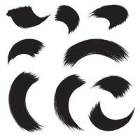 Hand drawn brush curve icons and pointing stroke shapes in silhouette format for art vector