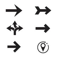 Icon set of directional arrows in silhouette used for flowchart and web themes vector