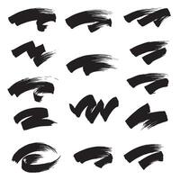 Brush stroke set with curve pointing designs in a sleek and minimal silhouette bundle vector