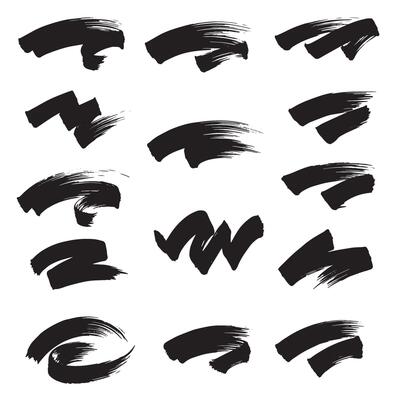 Brush stroke set with curve pointing designs in a sleek and minimal silhouette bundle