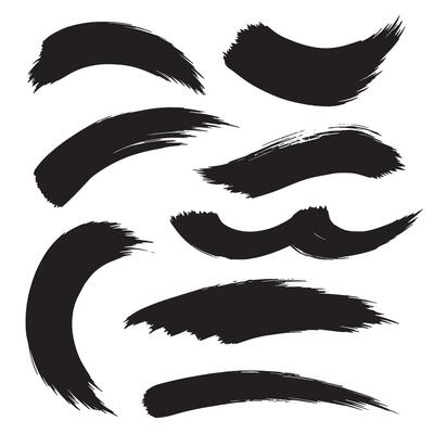 Bold silhouette design set with curved brush strokes and gesture pointer elements