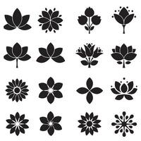 Floral emblem bundle with minimal lotus and daisy icons for graphic badge and design use vector
