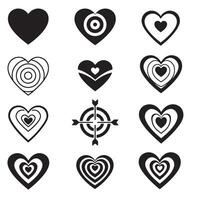 Bold design heart target silhouettes for digital and printable design use vector