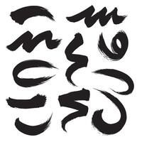 Curved strokes and pointing brush art set in a creative silhouette icon collection vector
