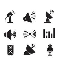 Audio stream sound tec signal icons divers collection silhouette for branding and identity vector