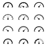 Dashboard gauge set with speedometer tachometer and fuel meter silhouettes vector