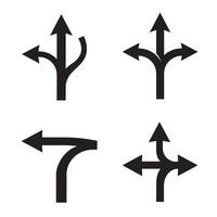 Diverse directional arrow icon silhouette set for menu flow and info layout vector