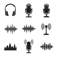 Creative sound tec signal icons divers collection silhouette for signal tone media graphics vector