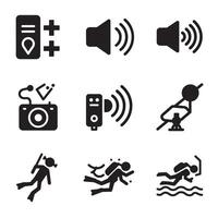 Sound tec signal icons divers collection silhouette ideal for audio branding and technology vector