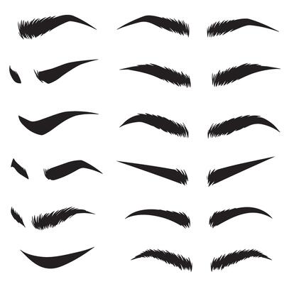 Stylish eyebrow and eye lash silhouette set for cosmetic and fashion use