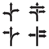 Printable directional icon silhouette set ideal for signage use and control systems vector