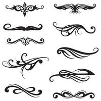 Swirl decoration bundle with smooth flowing swooshes in silhouette style vector