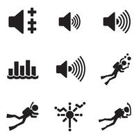 Graphic sound tec signal icons divers collection silhouette for frequency waveform interface vector