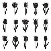 Tulip icon graphics in simple silhouette style for wellness and home decor vector