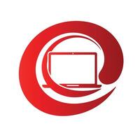 Functional swirl business laptop logo symbol icon used in workflow systems or IT branding design vector