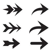 Creative directional arrow icon set silhouette for design flow and process maps vector