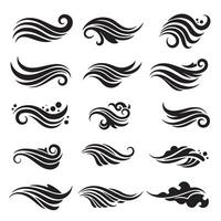 Swirl flourish and swoosh shape elements in an artistic silhouette collection vector