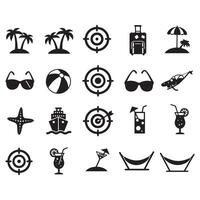 Target aim set with relaxing summer icons in silhouette for digital use vector