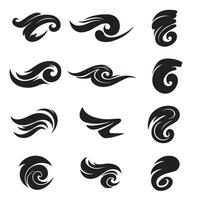 Swirl line ornaments with dynamic swoosh accents in silhouette presentation vector