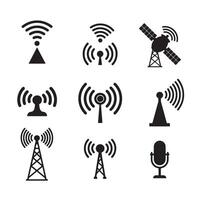 High resolution tec signal icons divers collection silhouette for signal enhancement projects vector