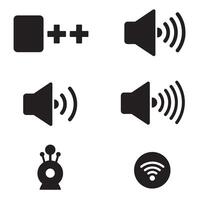 High tech sound tec signal icons divers collection silhouette for music signal wave patterns vector