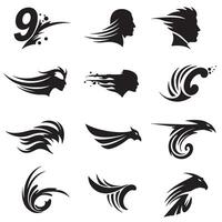 Swirl and swoosh decorative symbols in a black silhouette design bundle vector