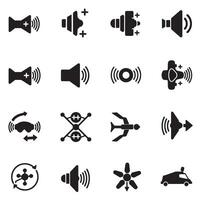 Sound tec signal icons divers collection silhouette used for DJ mixer interface and design vector