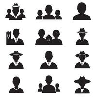 Human group icon set in bold silhouette for team building and social themes vector