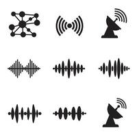 Monochrome tec signal icons divers collection silhouette perfect for digital sound effect art vector